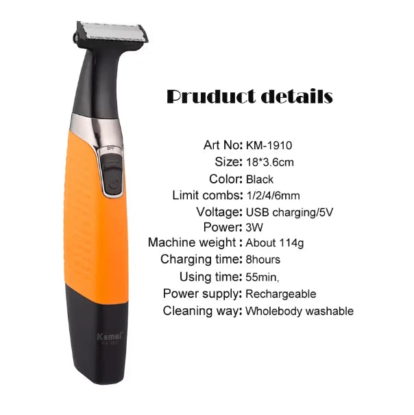 Kemei - 4-in-1 Waterproof Eyebrow & Facial Trimmer