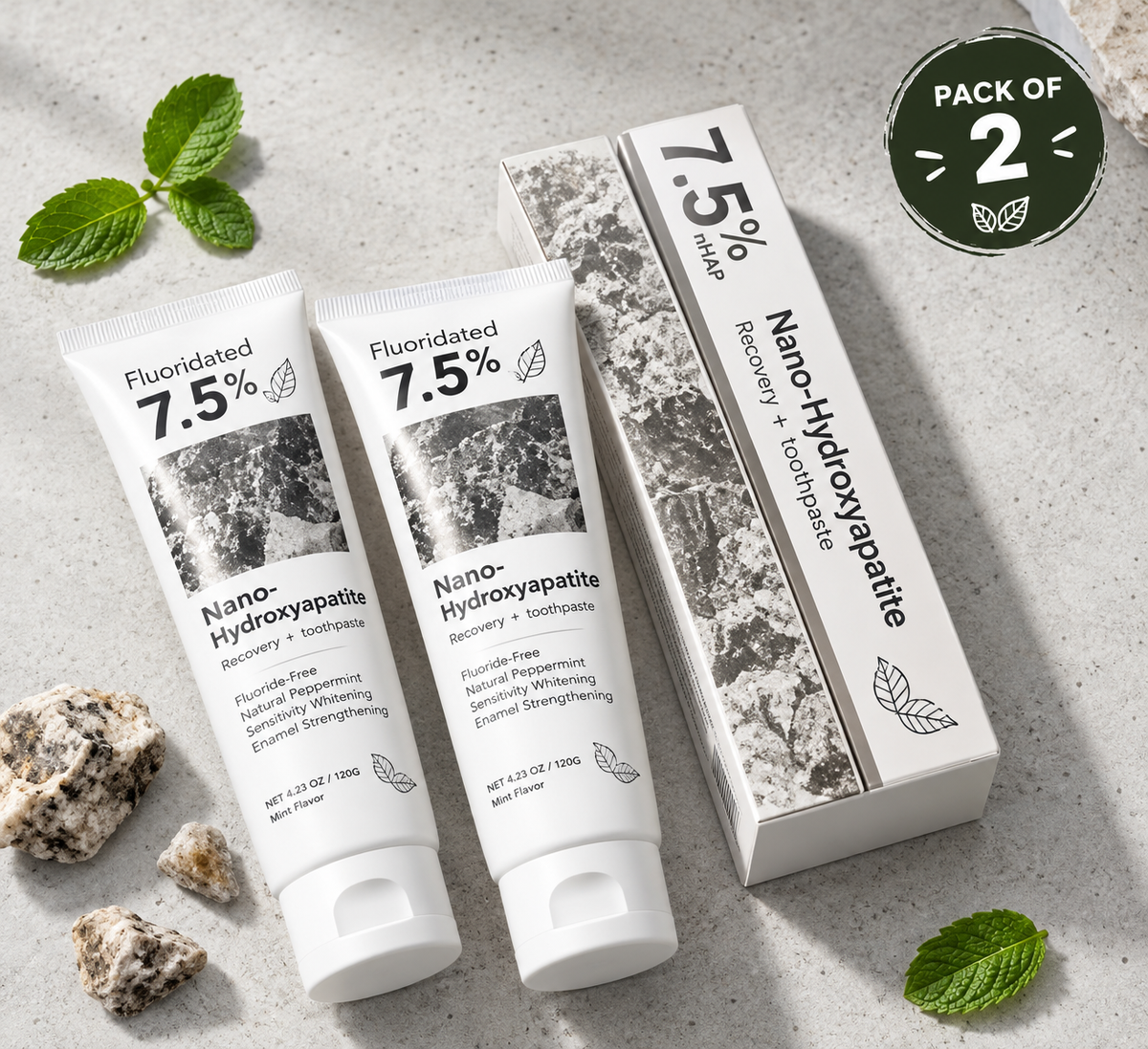 Buy 1 Get 1 Free 7.5% Hydroxyapatite Toothpaste – Enamel Protection, Tooth Strengthening